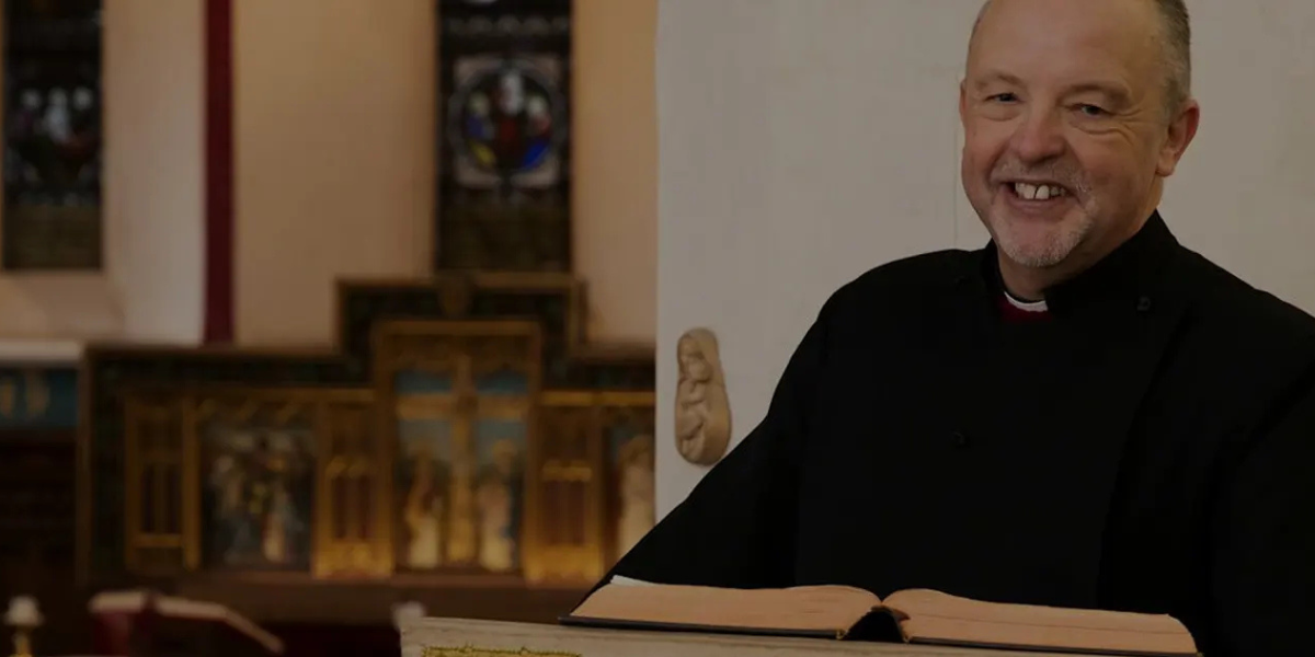 A dedicated religious worker leading a community gathering in a serene church environment